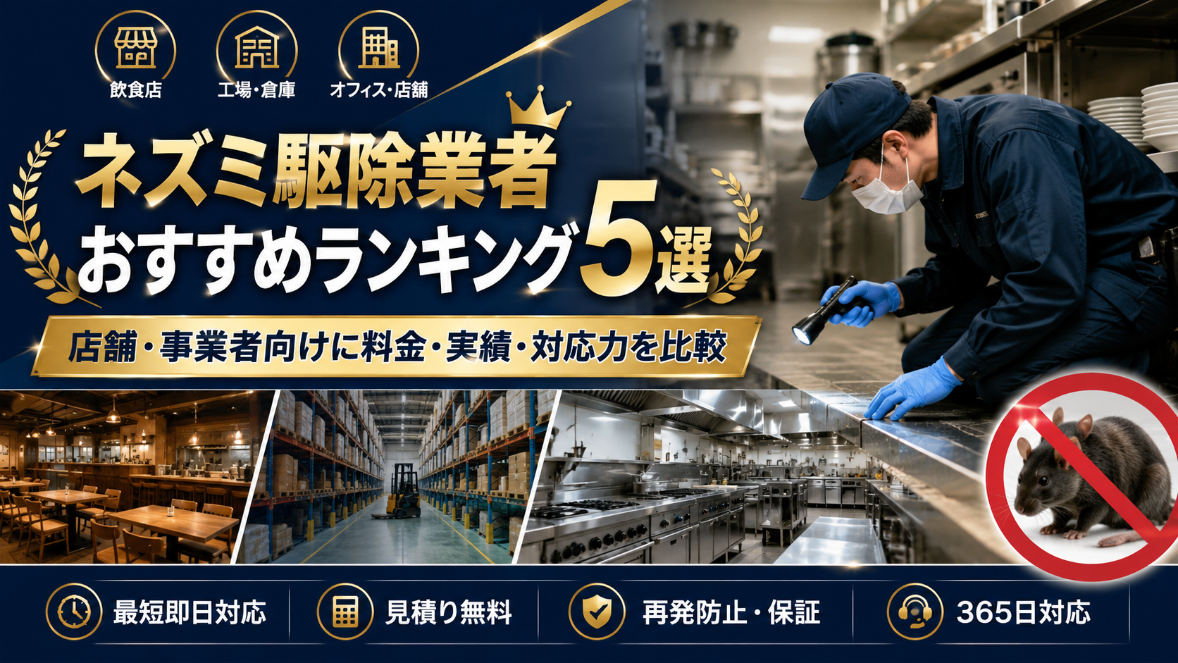 ネズミ駆除業者おすすめランキング5選|店舗・事業者向けに料金・実績・対応力を比較
